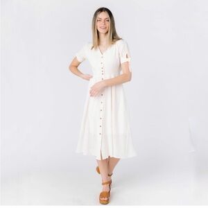 Brass & Roe Nina Button-Up Midi Dress Size Large cotton